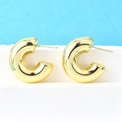 Rack Plating Brass C-shape Stud Earrings EJEW-G288-32D-G-1