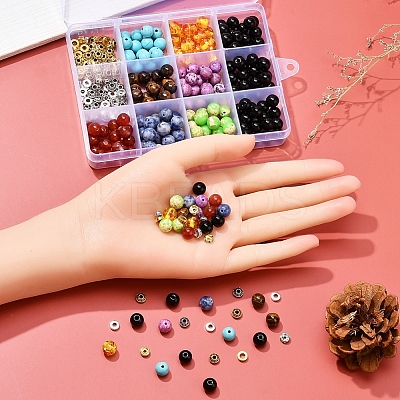 DIY Round Mixed Stone Beads Bracelet Making Kit DIY-YW0004-97-1