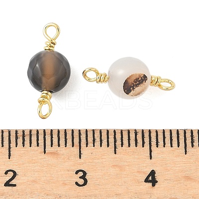 Dyed Natural Agate Faceted Round Connector Charms KK-C097-04G-05-1