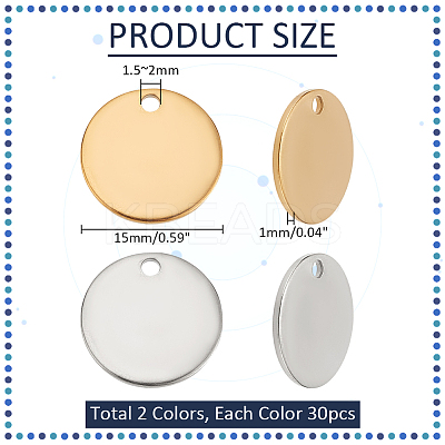 60Pcs 2 Colors Ion Plating(IP) 304 Stainless Steel Charms STAS-PH0005-64-1