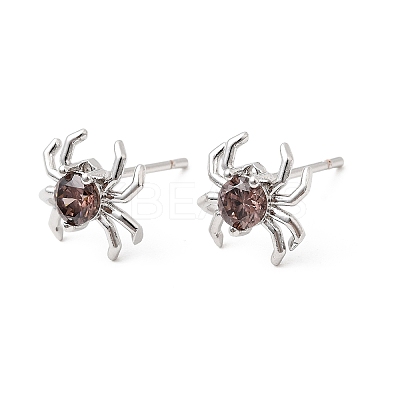 Spider Brass Micro Pave Cubic Zirconia Stud Earrings EJEW-L306-04P-02-1