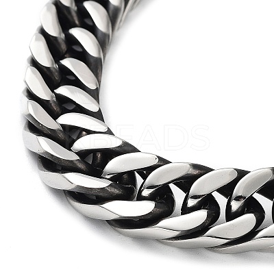 Non-Tarnish 304 Stainless Steel Cuban Link Chains Bracelets for Men BJEW-D031-06P-1