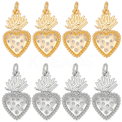 8Pcs 2 Colors Rack Plating Brass Micro Pave Cubic Zirconia Pendants KK-BC0011-95-1