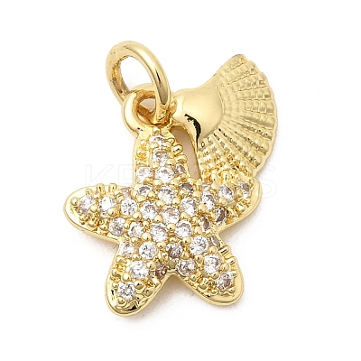 Brass Pave Clear Cubic Zirconia Pendants KK-G554-09A-G-1