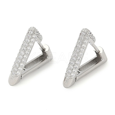 Rack Plating Triangle Brass Micro Pave Cubic Zirconia Hoop Earrings EJEW-Z059-14P-1