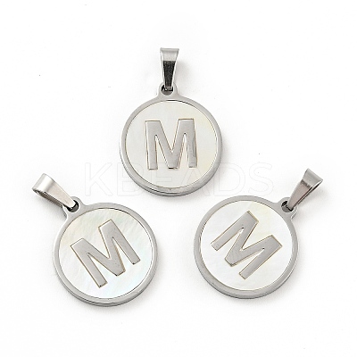 304 Stainless Steel with White Shell Pendants STAS-G268-01M-P-1