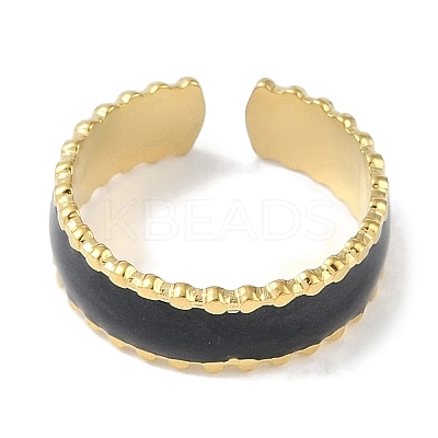 Ion Plating(IP) 304 Stainless Steel Enamel Cuff Finger Rings RJEW-L107-083G-02-1