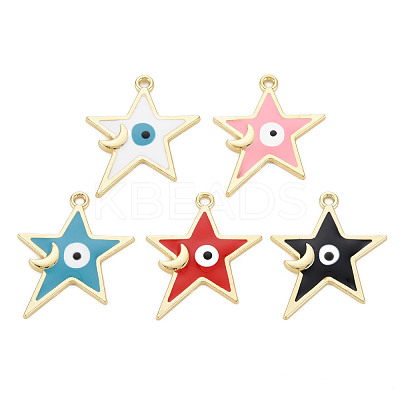 Rack Plating Alloy Enamel Pendants ENAM-T015-009-NR-1