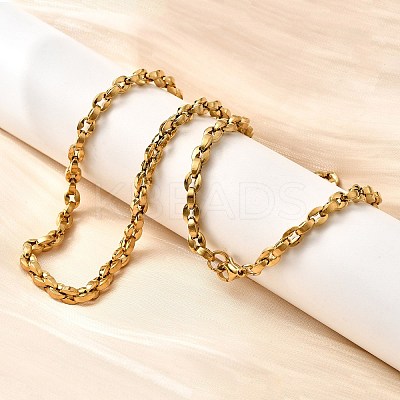 4.5MM 304 Stainless Steel Coffee Bean Link Chain Necklaces for Women NJEW-B134-06B-G-1