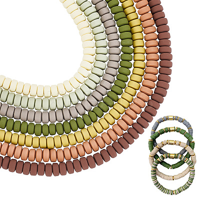 7 Strands 7 Colors Handmade Polymer Clay Beads Strands CLAY-AR0001-34-1