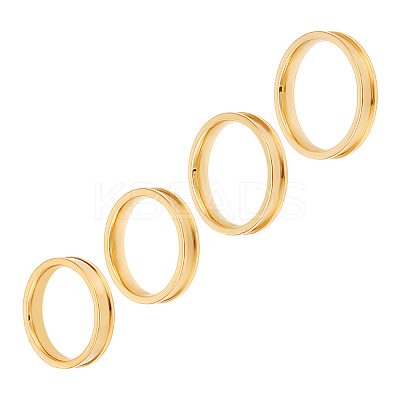 4Pcs 4 Styles Stainless Steel Grooved Finger Ring Settings STAS-LP0001-43G-01-1