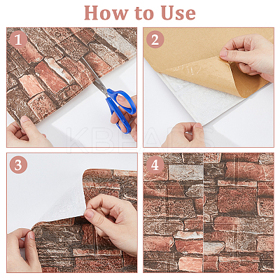 XPE Foam 3D Anticollision Wall Stickers Brick Pattern Stickers DIY-WH0591-086B-1
