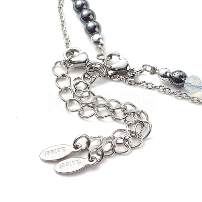 2Pcs 2 Style 304 Stainless Steel Shell & Star Charms Lariat Necklaces Set with Natural Pearl NJEW-JN03978-1