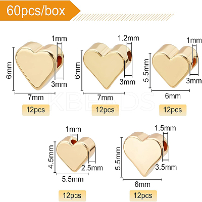 60Pcs 5 Style Brass Beads KK-BC0002-95-1
