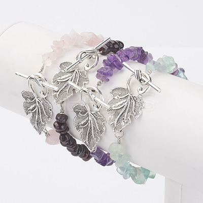 Natural Mixed Stone Chip Bracelets BJEW-JB02930-1