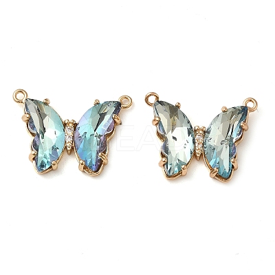 Brass Pave Faceted Glass Connector Charms FIND-Z020-03M-1