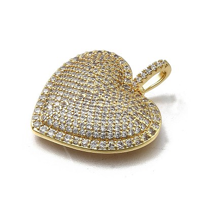 Brass Micro Pave Cubic Zirconia Pendants KK-C090-44G-1