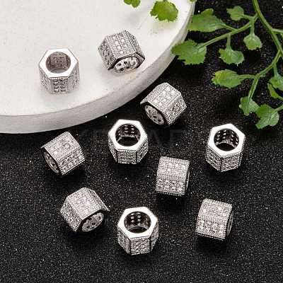 Brass Cubic Zirconia European Beads ZIRC-F001-124P-1