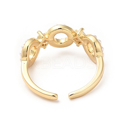 Clear Cubic Zirconia Infinity Open Cuff Ring with Acrylic Pearl KK-E060-19G-1