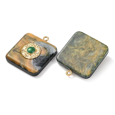 304 Stainless Steel Resin Pendants STAS-F352-07B-03-1