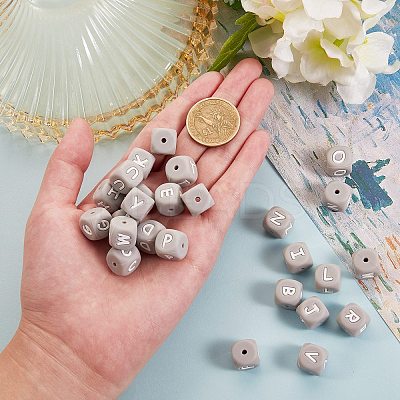 26Pcs 26 Style Silicone Alphabet Beads for Bracelet or Necklace Making SIL-SZ0001-01A-1