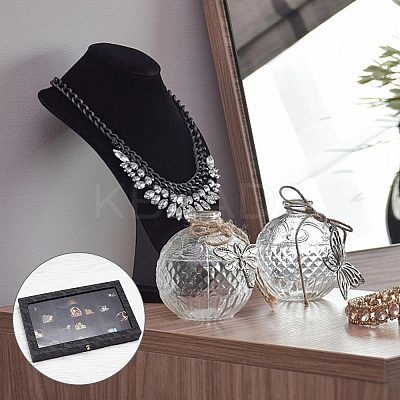 28 Grids Printed Imitation Leather Jewelry Tray Organizer Boxes MRMJ-WH0077-086-1