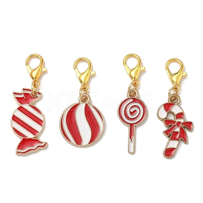 4Pcs 4 Styles Christmas Theme Alloy Enamel Pendants Decorations HJEW-JM04056-1