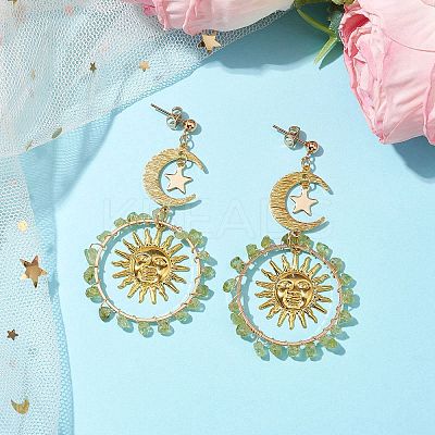 Vintage Natural Peridot Ear Studs EJEW-JE05807-01-1