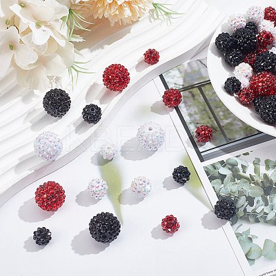90Pcs 9 Style Resin Rhinestone Graduated Beads RESI-AR0001-41-1