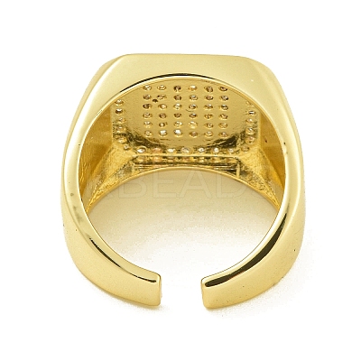Brass with Cubic Zirconia Open Cuff Rings RJEW-U011-06B-G-1