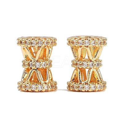 Brass Micro Pave Clear Cubic Zirconia European Beads KK-F906-22G-1