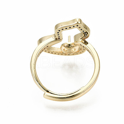 Brass Micro Pave Clear Cubic Zirconia Peg Bails Adjustable Finger Ring Settings KK-S356-173G-NF-1