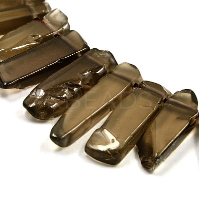 Irregular Strip Natural Smoky Quartz Graduated Beads Strands G-P064-03-1
