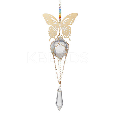 Butterfly 201 Stainless Steel Connector Charms and Glass Suncatchers HJEW-JM04736-01-1
