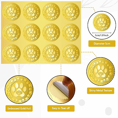 34 Sheets Self Adhesive Gold Foil Embossed Stickers DIY-WH0509-082-1