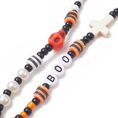 Halloween Glass Beaded Mobile Straps HJEW-TA00004-1