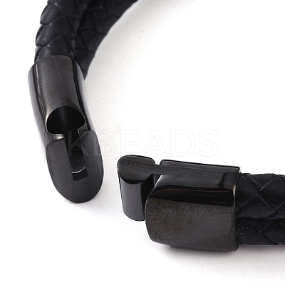 Mixed Stone Round Bead Leather Cord Multi-strand Bracelets BJEW-A009-10EB-1