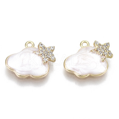 Brass Micro Pave Cubic Clear Zirconia Charms KK-N232-134-NF-1