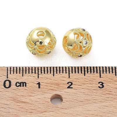 Rack Plating Brass Micro Pave Clear Cubic Zirconia Beads KK-B078-10A-G18-1