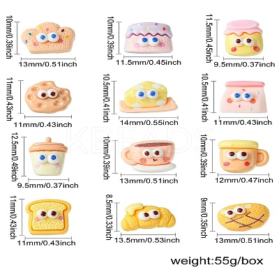 60Pcs 12 Styles Cartoon Opaque Resin Cabochons CRES-CJ0001-63-1