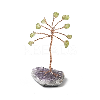 Natural Peridot Chips Tree of Life Decorations DJEW-P022-03A-01-1