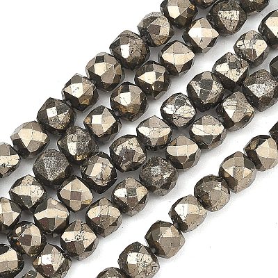 Natural Gold Pyrite/Golden Pyrite Beads Strands G-G458-G01-5x5mm-1