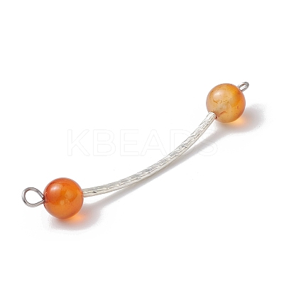 7Pcs 7 Styles Dyed Natural Quartz & Carnelian & Rose Quartz & Black Onyx & Malaysia Jade Round Beads Brass Tube Connector Charms PALLOY-JF03714-1
