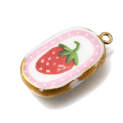 Fruit & Floral & Animals Printed Handmade Porcelain Pendants X-STAS-Z207-01G-04-1