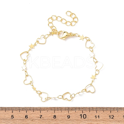 Brass Link Chain Bracelets for Women BJEW-C140-11G-1