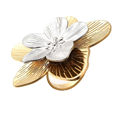Flower 304 Stainless Steel Finger Rings LS-RJEW-G339-02GP-1