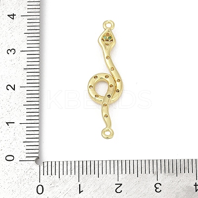 Brass Clear & Green Cubic Zirconia Snake Connector Charms KK-D317-149G-1