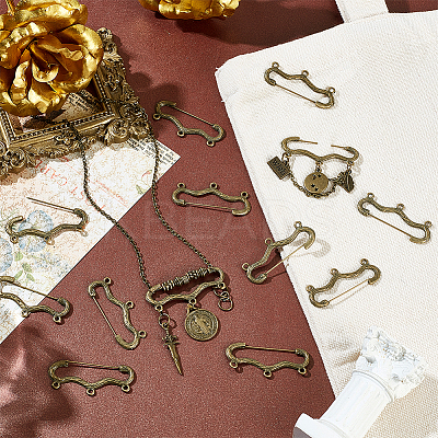 30Pcs Alloy Brooch Findings FIND-PH0027-21AB-1