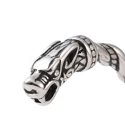304 Stainless Steel Dragon Open Cuff Bangle for Men Women BJEW-M230-07AS-1