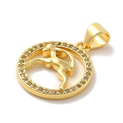 Zodiac Theme Brass Micro Pave Cubic Zirconia Pendants KK-M273-05L-G-1